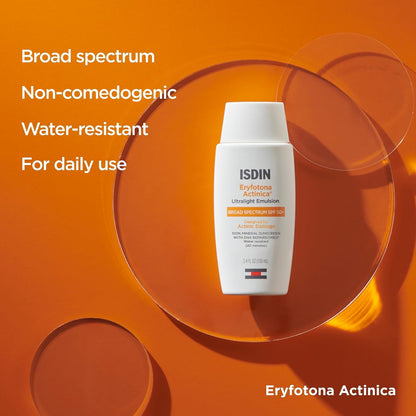 Eryfotona Actinica SPF 50+ | Mineral Sunscreen for Face with Zinc Oxide | 100% Mineral UV Filters | No White Cast, Suitable for Sensitive Skin, Dermatologist Recommended